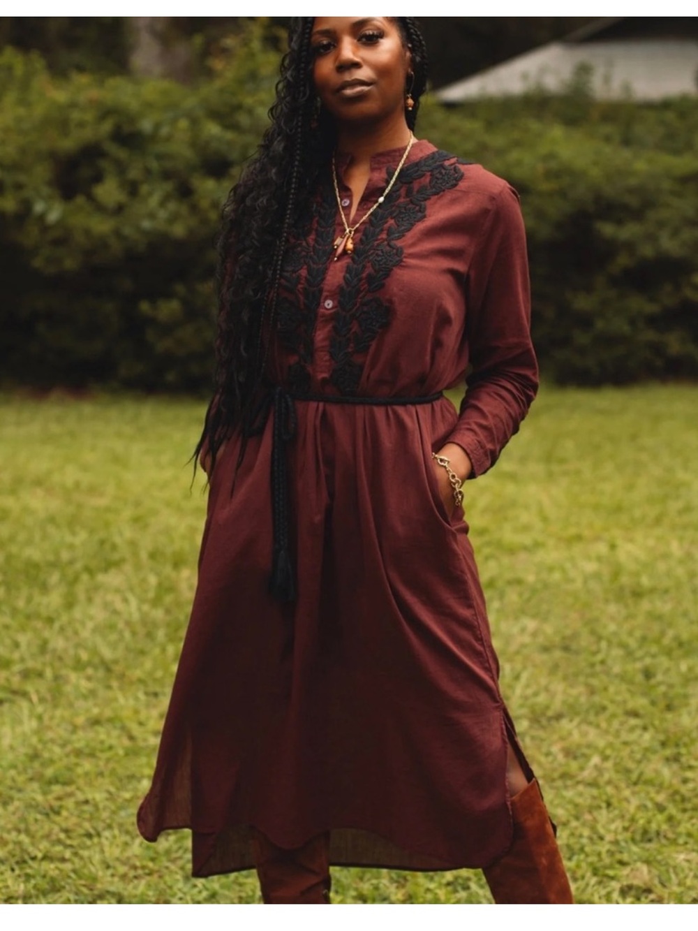 Ex Voto Ivy Caftan in Wine